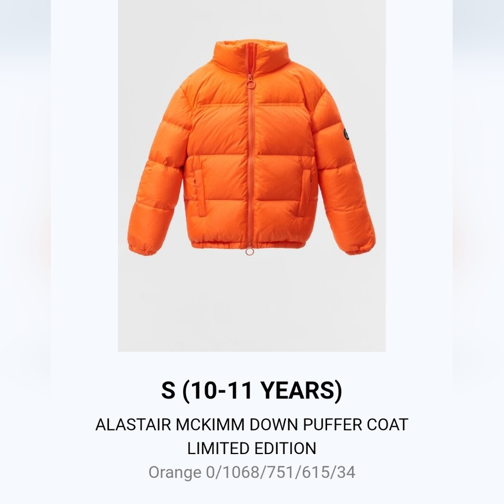 Zara × Alastair mckimm down puffer coat orange limited edition S